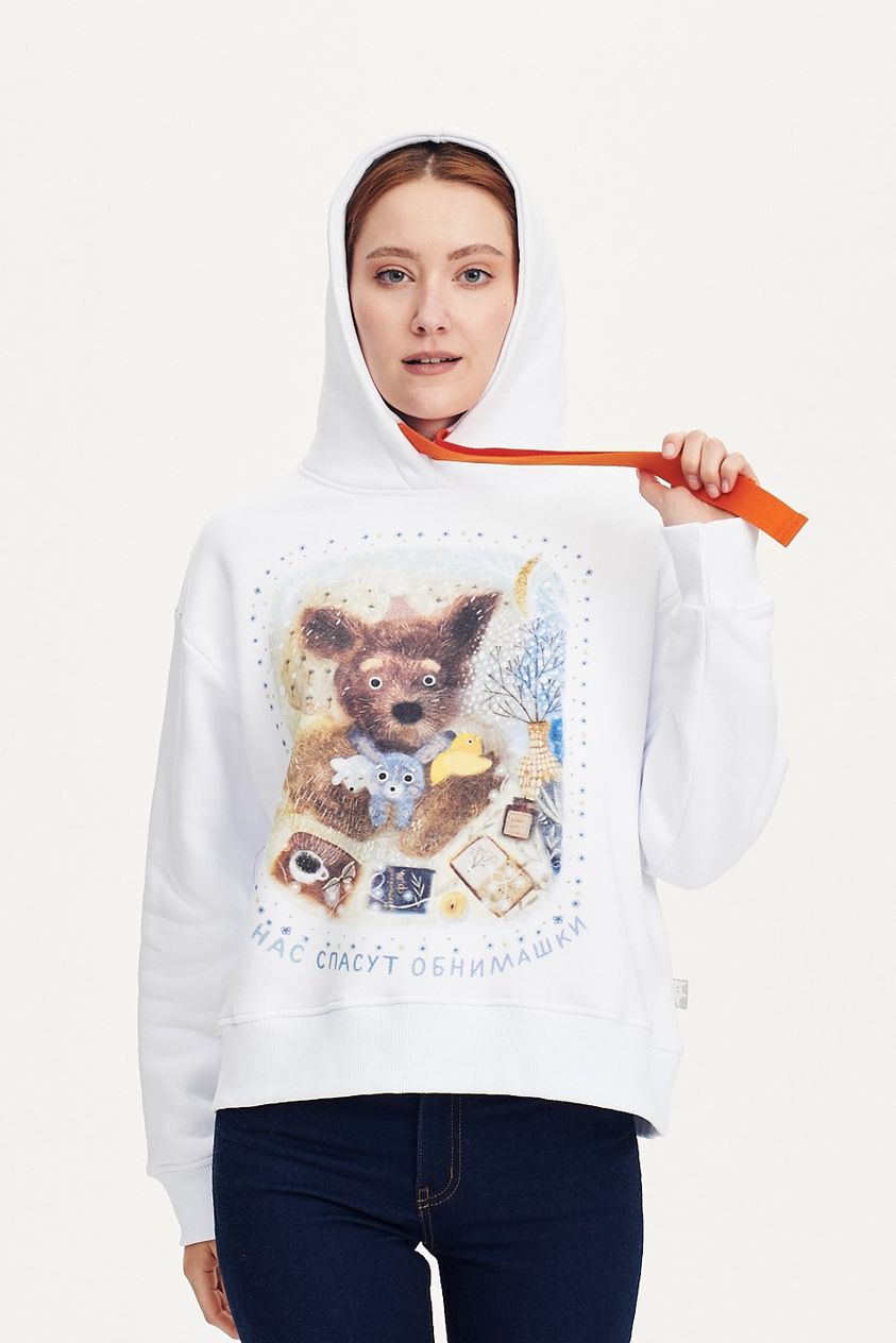 Теплый укороченный худи One Size "Нас спасут обнимашки". 1 ед. в наличии